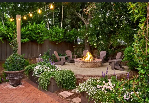 Illustrative patio and fire pit concept