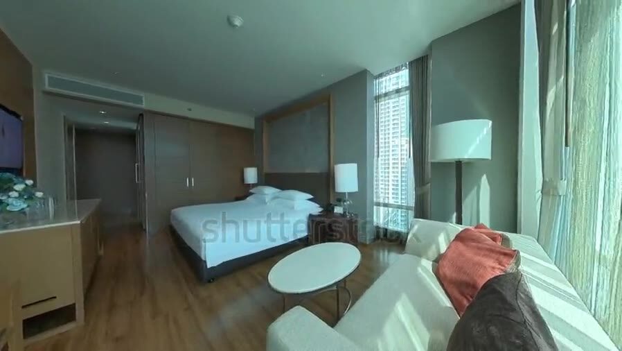 Source view for Modern Hotel Room Interior Design With a Sitting Area